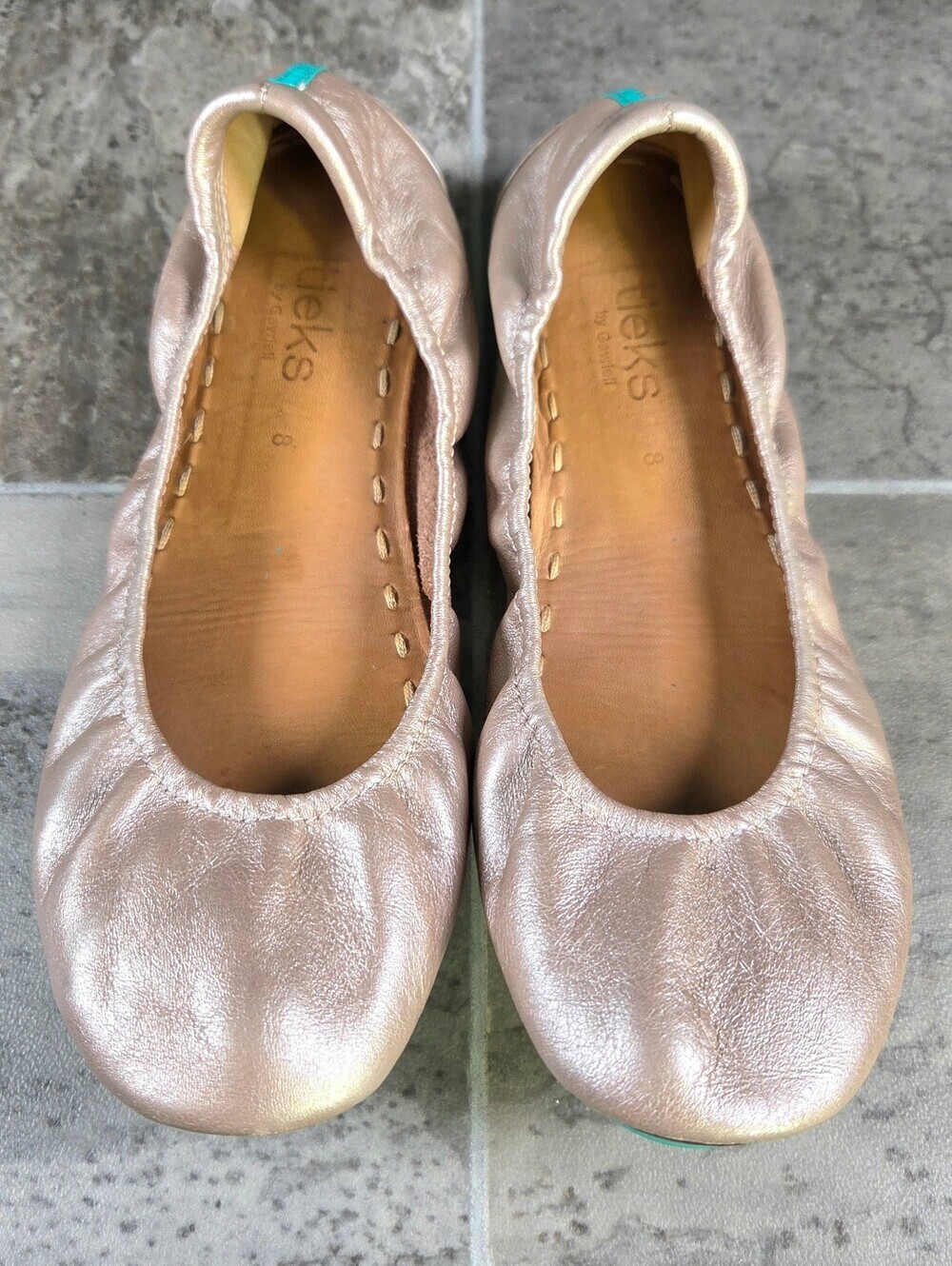 TIEKS BY GAVRIELI ROSÉ ITALIAN LEATHER BALLET FLATS.
